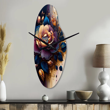 Night Shade Rose Design V - Asymmetric Metal Wall Clock